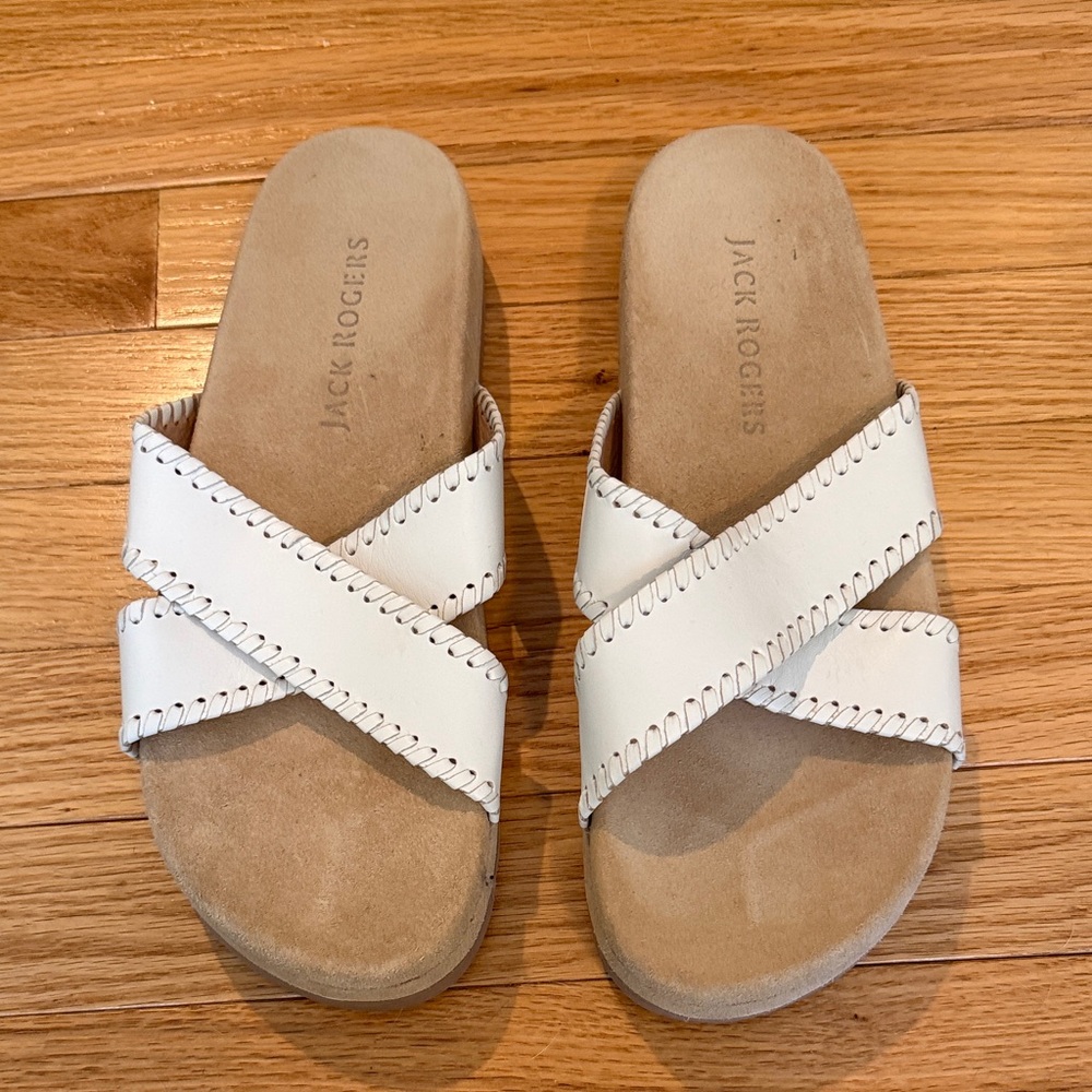 Jack Rogers White Crisscross Sandals